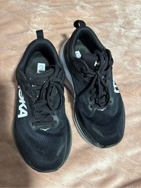 Hoka Black & White Women's Athletic Running Sneakers